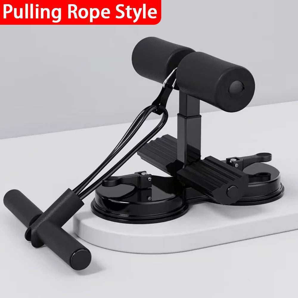 Adjustable sit-up exercise bar with suction cups and foam grips for home fitness workouts