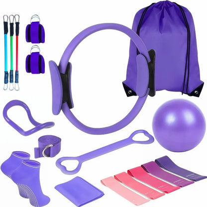 Pilates Ring 5,8,13,18-piece Sets Home Fitness Equipment, Yoga Accessories, Non-slip Bounce Balls and Glute Resistance Bands