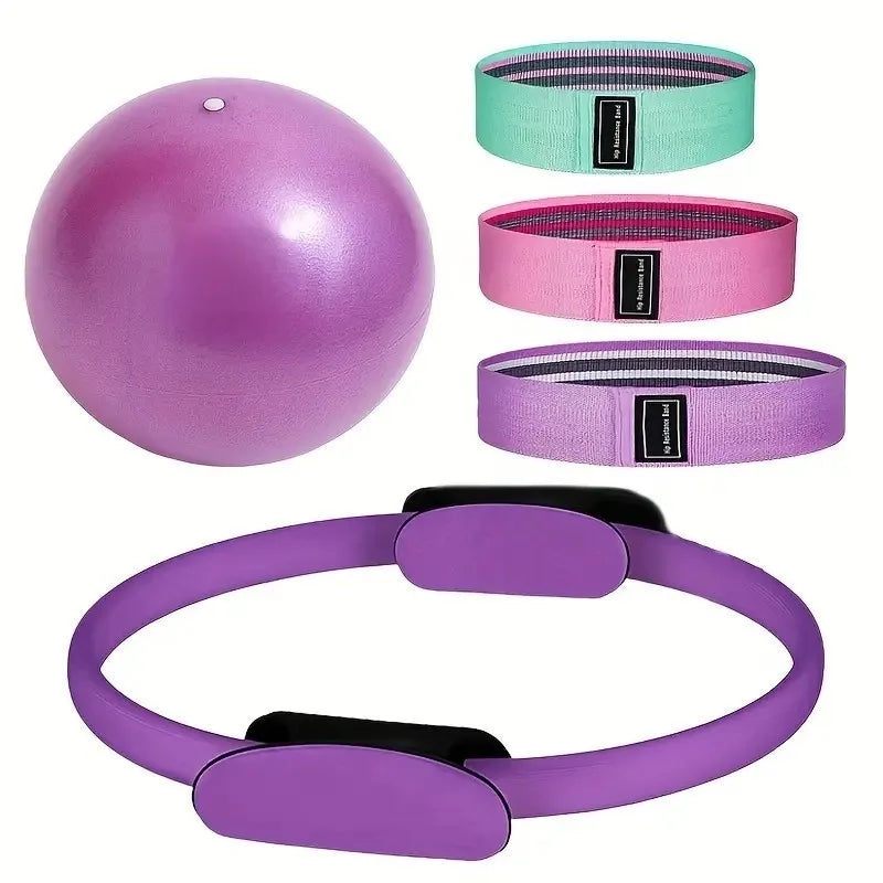 Pilates Ring 5,8,13,18-piece Sets Home Fitness Equipment, Yoga Accessories, Non-slip Bounce Balls and Glute Resistance Bands