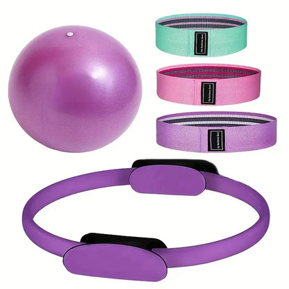 Pilates Ring 5,8,13,18-piece Sets Home Fitness Equipment, Yoga Accessories, Non-slip Bounce Balls and Glute Resistance Bands