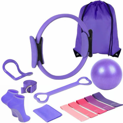 Pilates Ring 5,8,13,18-piece Sets Home Fitness Equipment, Yoga Accessories, Non-slip Bounce Balls and Glute Resistance Bands