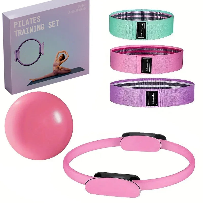 Pilates Ring 5,8,13,18-piece Sets Home Fitness Equipment, Yoga Accessories, Non-slip Bounce Balls and Glute Resistance Bands