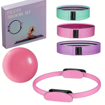 Pilates Ring 5,8,13,18-piece Sets Home Fitness Equipment, Yoga Accessories, Non-slip Bounce Balls and Glute Resistance Bands