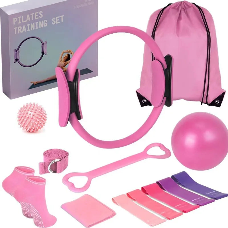Pilates Ring 5,8,13,18-piece Sets Home Fitness Equipment, Yoga Accessories, Non-slip Bounce Balls and Glute Resistance Bands