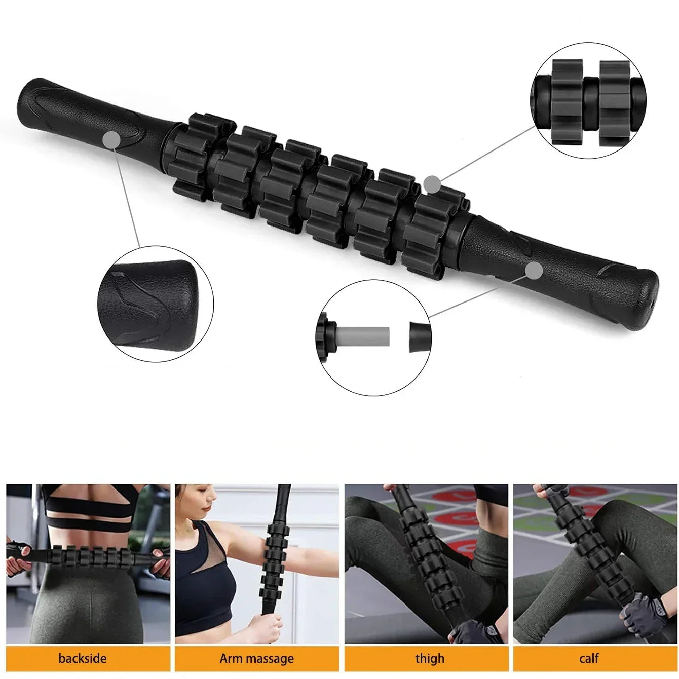 6 in 1 Yoga Training Tools, Foam Roller, Massage Stick, Tension Band and 2 Massage Balls for Fitness, Yoga, Pilates Yoga Roller - Bodily Fitness
