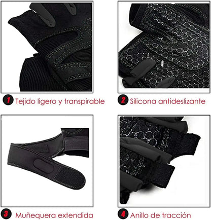 Gym Gloves, Gym Sports Gloves, Anti-slip and Breathable Gloves, Design Wrist Protective Gloves for Men and Women for Running - Bodily Fitness