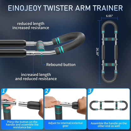 Twister arm Trainer, Adjustable Resistance (60-140 lbs) Chest Workout Equipment,Forearm Power Exercise bar , pectoralis spinalis - Bodily Fitness
