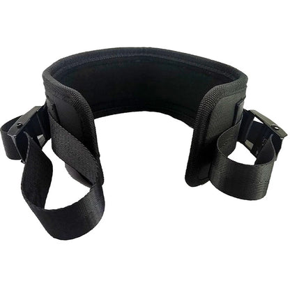Black padded fitness dip belt with adjustable straps for strength training and weightlifting