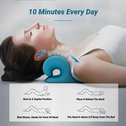 Neck Shoulder Stretcher Relaxer Cervical Spine Stretch Muscle Relaxation Traction Device Massage Pillow Correction Chiropractic - Bodily Fitness