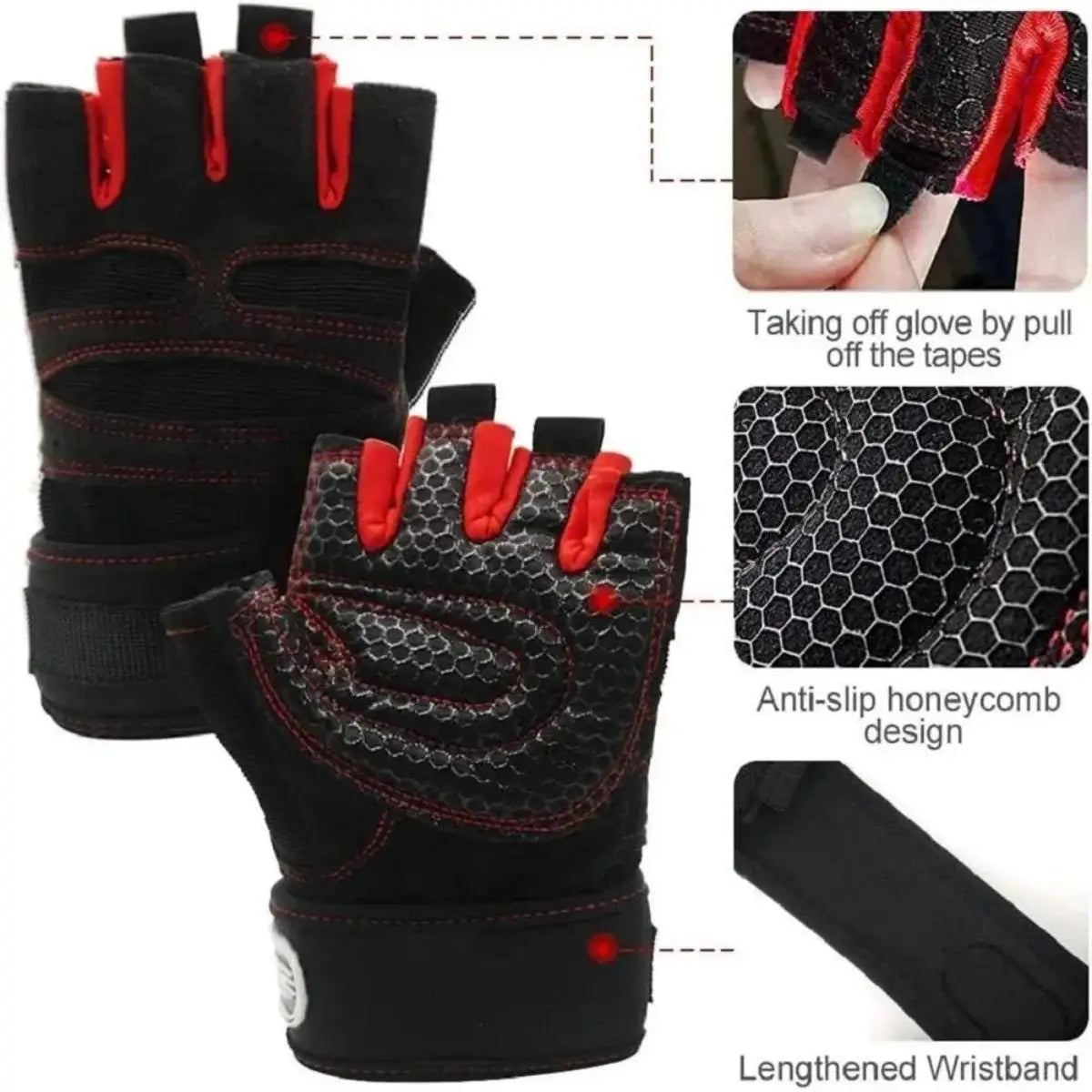 Gym Gloves for Men Women Fitness Weight Lifting Wristband Gloves Body Building Training Sports Exercise Cycling Glove Shockproof - Bodily Fitness