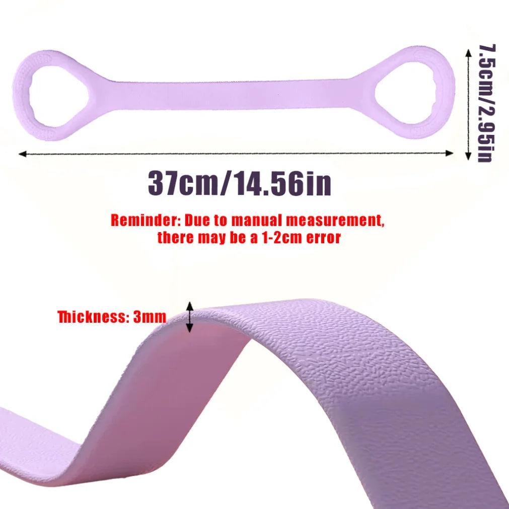Purple fitness resistance band with handles, 37cm length, 3mm thickness, textured surface