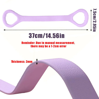 Purple fitness resistance band with handles, 37cm length, 3mm thickness, textured surface