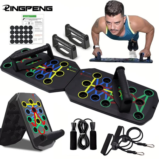 Portable Multifunctional Push-up Board Set With Handles Foldable Fitness Equipment For Chest Abdomen Arms And Back Training - Bodily Fitness