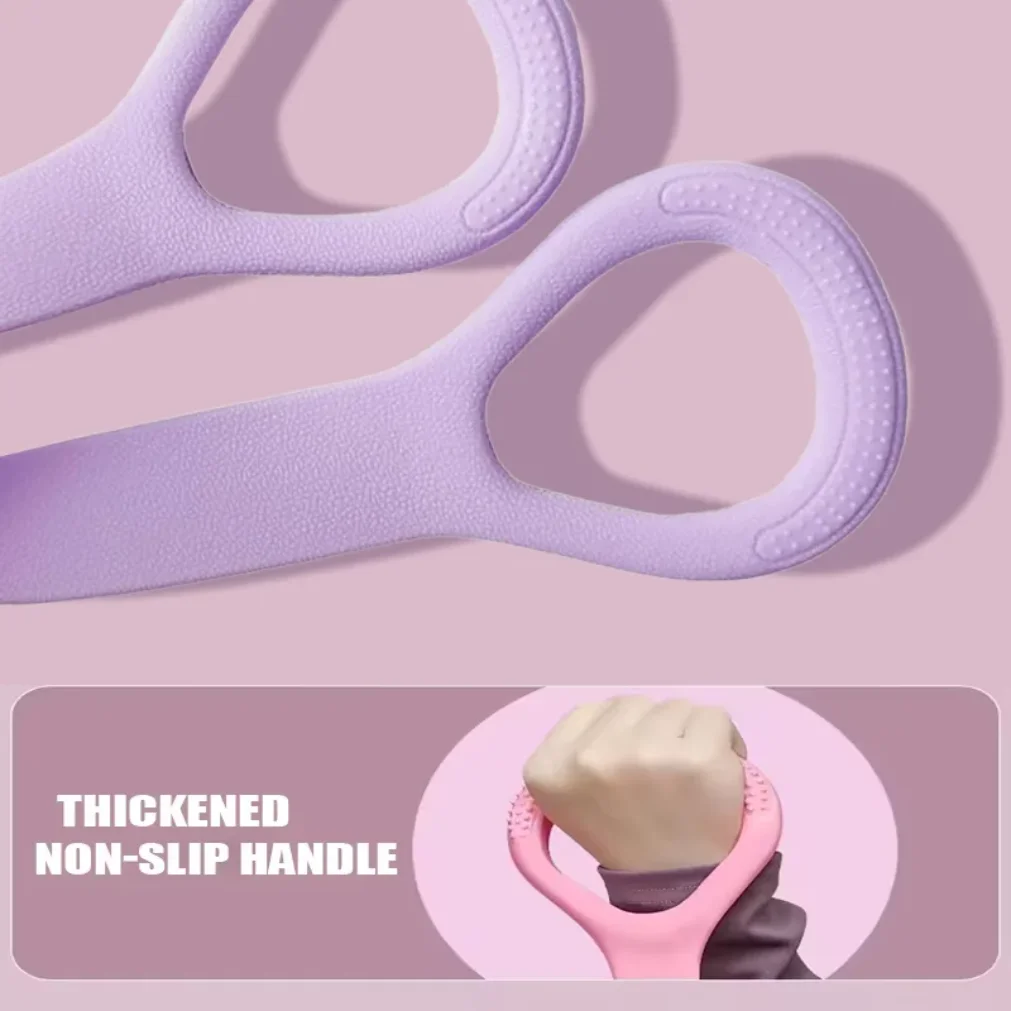 Purple fitness resistance band with thickened non-slip handle for exercise and strength training
