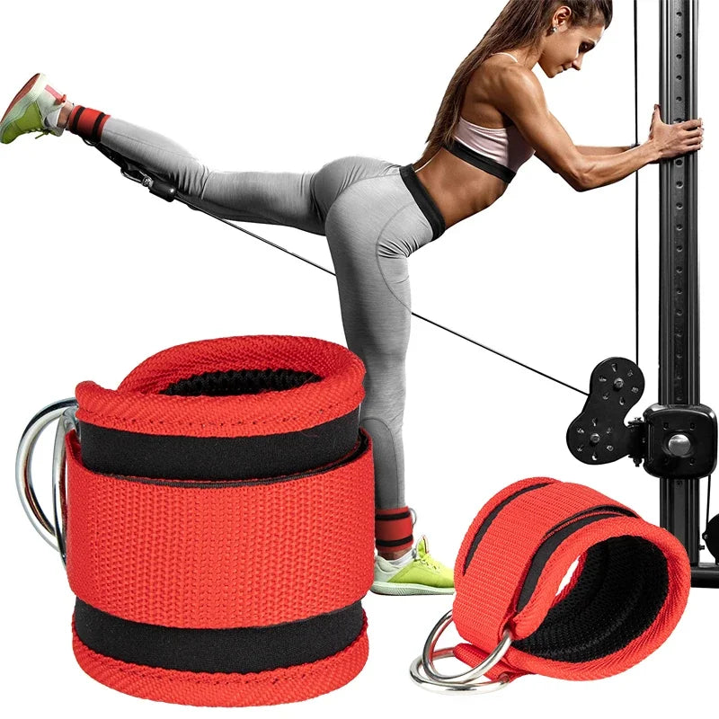Gym Ankle Straps Double D-Ring Adjustable Neoprene Padded Cuffs Ankle Weight Leg Training Brace Support Sport Safety Abductors - Bodily Fitness