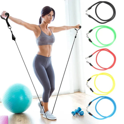 11pcs Fitness Resistance Bands Set Workout Exercise Tube Bands with Door Anchor Ankle Straps Cushioned Handles Carry Bags - Bodily Fitness