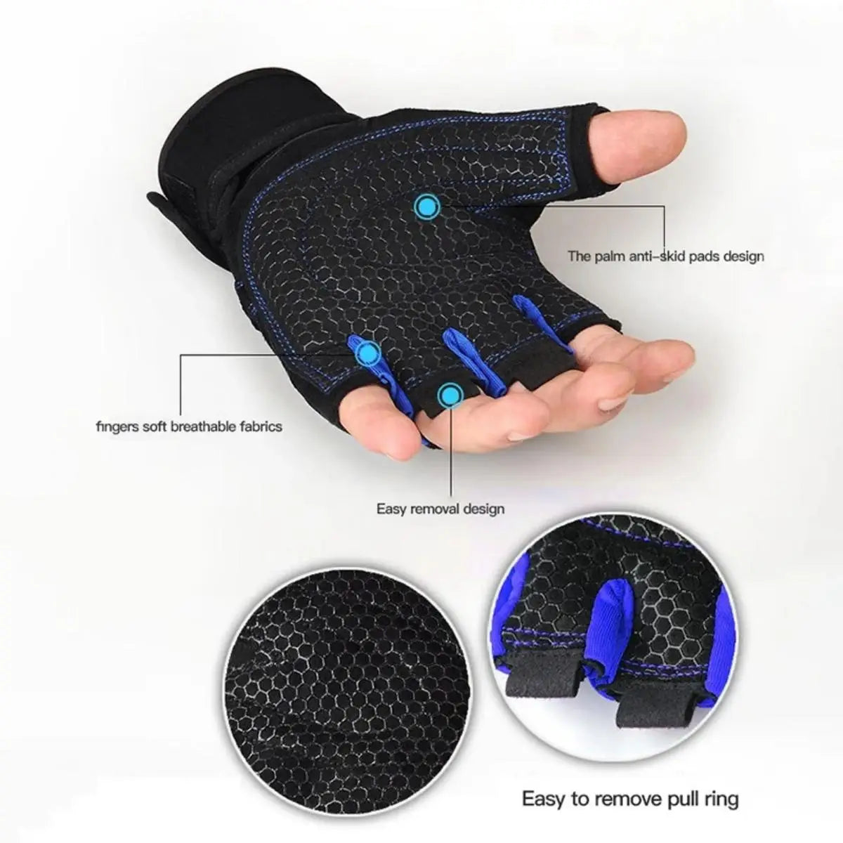 Gym Gloves for Men Women Fitness Weight Lifting Wristband Gloves Body Building Training Sports Exercise Cycling Glove Shockproof - Bodily Fitness