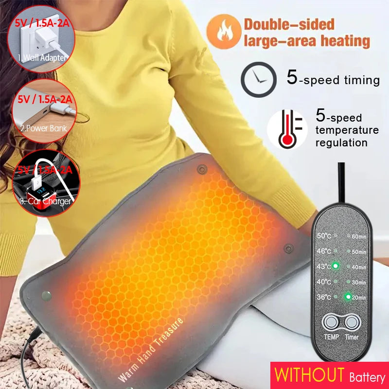 New Graphene Quick Heating Warming Pad with Adjustable Temperature and Timing USB Power Supply Office and Home Warming Handbags - Bodily Fitness