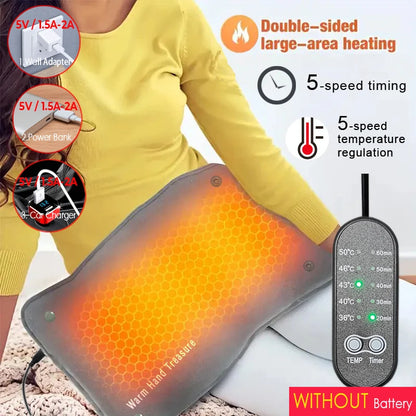 New Graphene Quick Heating Warming Pad with Adjustable Temperature and Timing USB Power Supply Office and Home Warming Handbags - Bodily Fitness